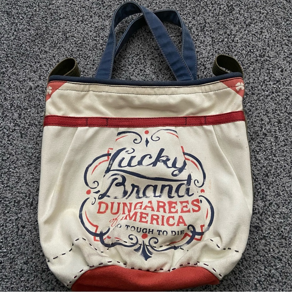 Lucky Brand heavy canvas tote bag 14”x14”